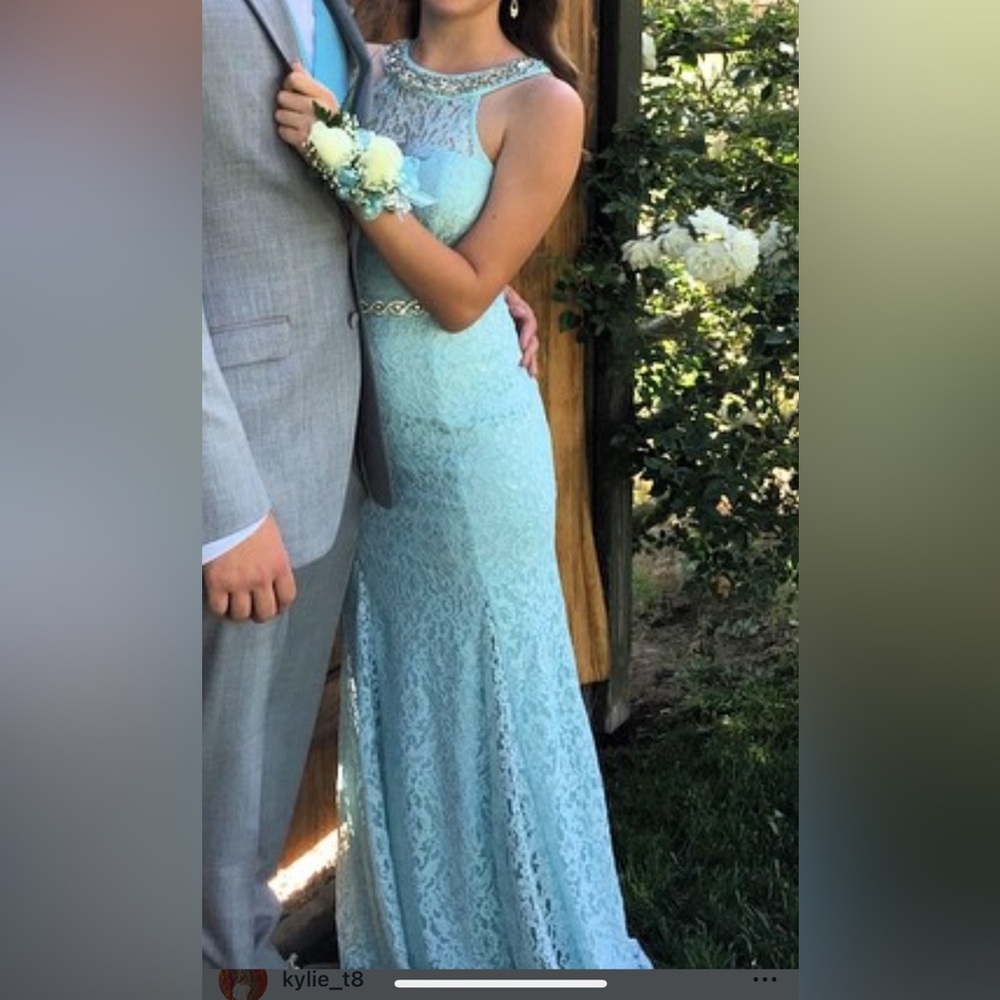 Sequin Hearts Light Blue Lace Dress Prom, Formal, Pageant